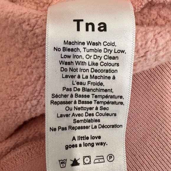 Aritzia tna Camille White Cap Pink Side Stripe Cropped Hoodie Size M - Picture 9 of 10